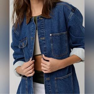 Offline Denim Jacket with Brown Corduroy Collar